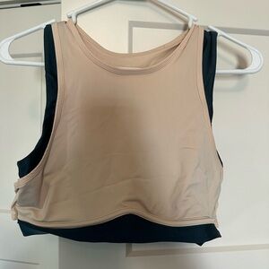 Fabletics Pale Pink and Dark Teal Sports Bra